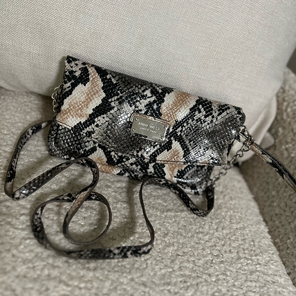 Nine West Black and Tan Snake Pattern Crossbody Bag